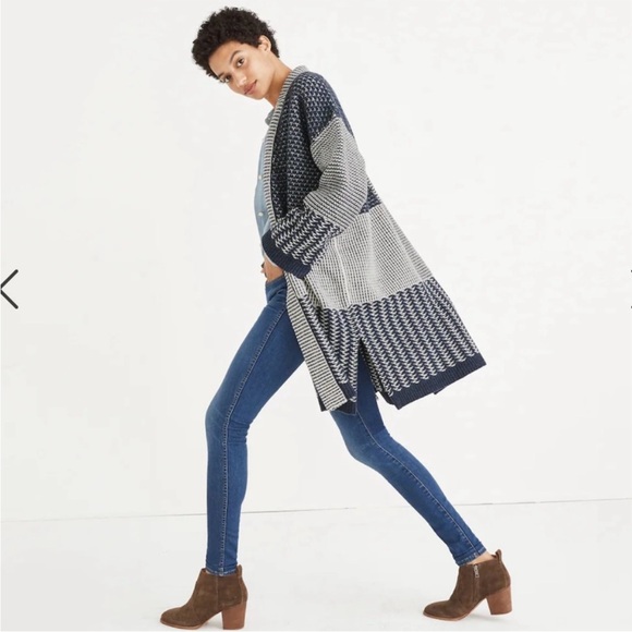 Madewell Patchwork Collage Cardigan Sweater Womens Size Small Wool - Picture 3 of 10